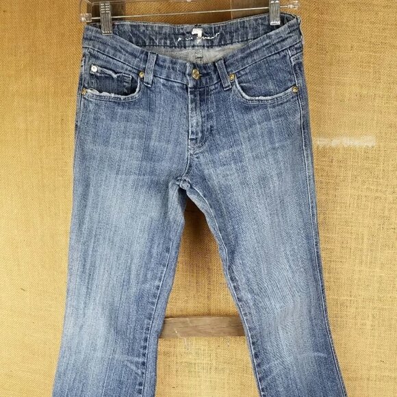 7 for all mankind women 27 jeans denim A pocket flare New York dark blue - Picture 1 of 4